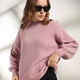 Women Ribbed Regular Fit Crew-Neck Pullover-picture-17