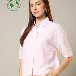 Women Striped Relaxed Fit Organic Cotton Shirt-image-58