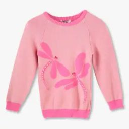 Girls Regular Fit Sweater with Floral Applique-18