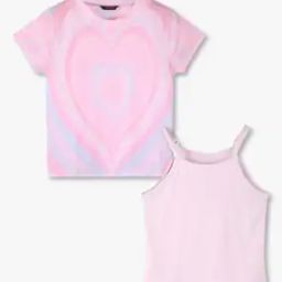 Girls Heart Print Slim Fit Round-Neck T-Shirt-image-60