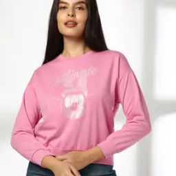 Women Minnie Mouse Print Relaxed Fit Sweatshirt-image-93