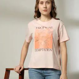 Women Graphic Print Regular Fit Round-Neck T-Shirt-picture-19
