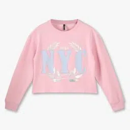 Girls Typographic Print Round-Neck T-Shirt-image-64