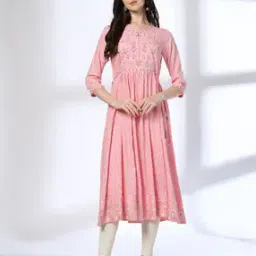 Women Printed Flared Kurta-image-57