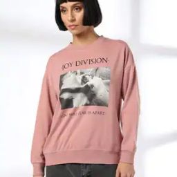 Women Joy Division Print Boxy Fit Crew-Neck Sweatshirt-41