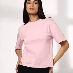 rio basic Women Boxy Fit Crew-Neck Cotton T-Shirt-picture-45