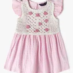 Girls Crochet Round-Neck A-Line Dress-image-68