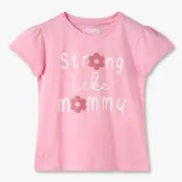 Girls Typographic Print Relaxed Fit Round-Neck T-Shirt-image-31