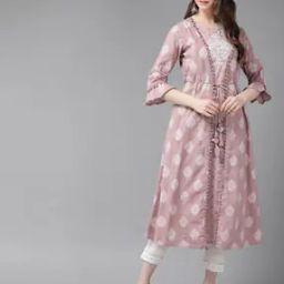 Printed A-line Kurta with Tie-Up-image-48