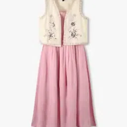 Girls Ruched Fit & Flare Dress with Jacket-image-41