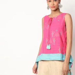 Ikat Print Tunic with Handkerchief Hem-picture-53