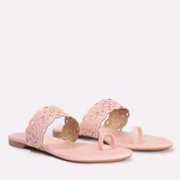 Women Toe-Ring Laser-Cut Flat Sandals-image-26
