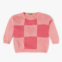 Girls Optical Checked Heart Sweater-image-59