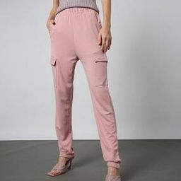 Women Pink Straight Track Pants with Inset Pockets-image-54