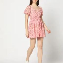 Women Floral Print Fit & Flare Dress-image-31