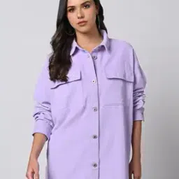 Corduroy Shirt with Flap Pockets-image-66