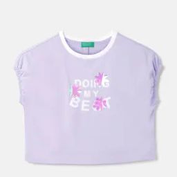 Girls Typographic Print Regular Fit Round-Neck T-Shirt-picture-37