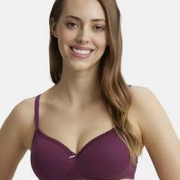 1723 Wirefree Padded Cotton Elastane Medium Coverage Lace Styling T-Shirt Bra-picture-32