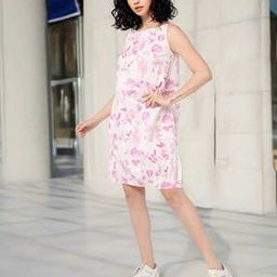 Printed Sleeveless Balloon Fit Dress-18