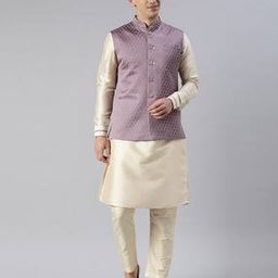 Men Geometric Woven Nehru Jacket with Mandarin Collar-27