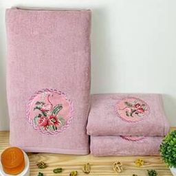 rangoli Pack of 3 Embroidered Bath Towel-picture-37