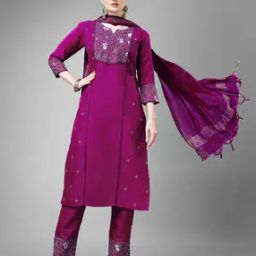 Women Embroidered Straight Kurta with Pants & Dupatta-image-14