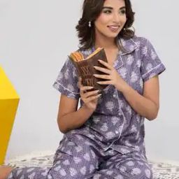 Women Floral Print Shirt & Pyjamas Set-image-15