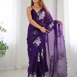Women Embroidered Saree with Contrast Border-image-77