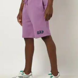 Logo Print Flat-Front Mid-Rise Shorts-picture-33