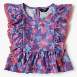 Girls Printed Regular Fit Ruffle Top-image-59