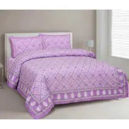 Floral Print King-Size Bedsheet with Pillow Covers-46