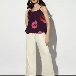 Floral Printed Flared Top-image-37