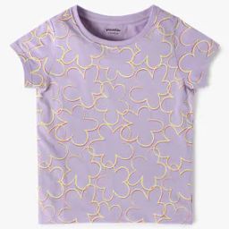 Girls Floral Print Regular Fit Crew-Neck T-Shirt-image-9