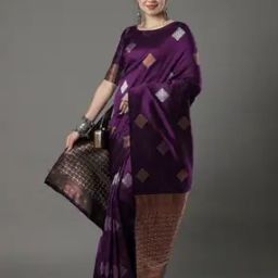 Women Woven Banarasi Saree with Contrast Border-image-43