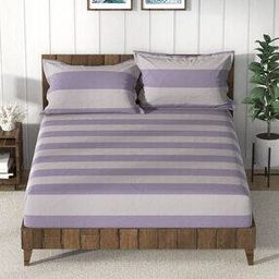 130 GSM Checked Cotton King-Size Bedsheet with Pillow Covers-image-98