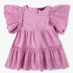 Girls Schiffli Embroidered Tiered Dress-image-24