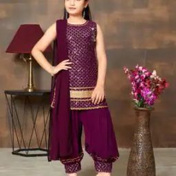 Girls Embroidered 3-Piece Kurta Suit Set-image-85