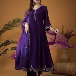 Women Embroidered Flared Kurta Set-image-19