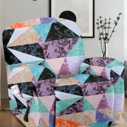 Geometric Print Stretchable Single Seater Recliner Cover-picture-40
