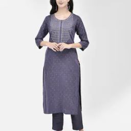 Women Micro Print No Darts Straight Kurta-4