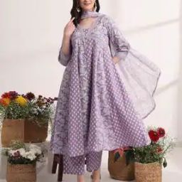 Women Floral Print Anarkali Kurta Suit Set-image-24