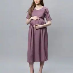 Women Fit and Flare Maternity Dress-image-32
