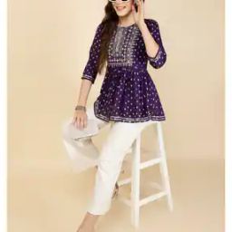 Women Embroidered Flared Tunic-44