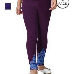 Pack of 2 Leggings with Floral Print Hem-image-99