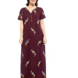 Embroidered Nightie with Madarin Collar-picture-52