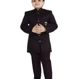 Boys Floral Woven Sherwani Set-image-1