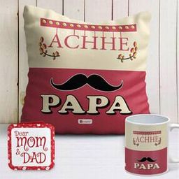 Typographic Print Square Cushion with Mug-53
