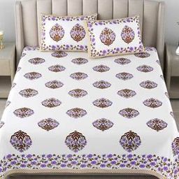 180 TC Floral Print King-Size Bedsheet with Pillow Covers-image-79