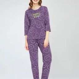 Women Printed T-Shirt & Pyjamas Set-image-74