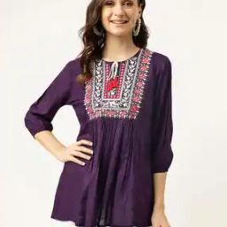 Embroidered Round-Neck Tunic Top-image-19